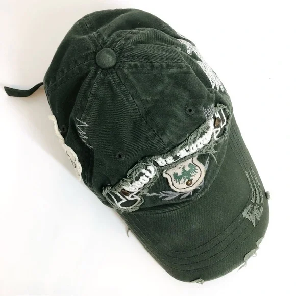 Leader Croix de Lorraine Distressed Green Baseball Cap - Picture 5 of 14